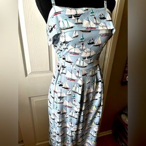 Unique Vintage sailboat culotte jumpsuit L